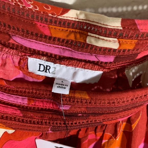 Size L DR2 by Daniel Rainn Red Orange Pink Floral Sleeveless Tank Top - Picture 5 of 7